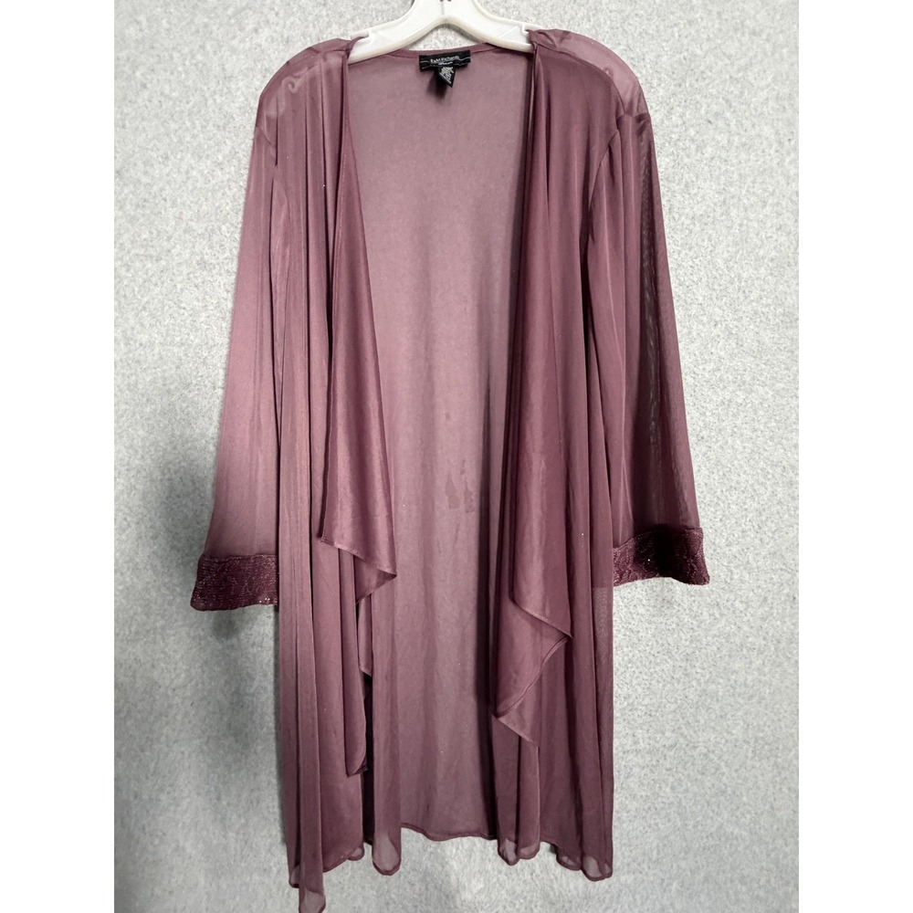 R&M Richards Jacket Womens 24W Purple Sheer Lace Cuff Open Front‎ Long Duster